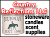 Country Reflections sells pottery and candle supplies and any item that will give your home that Country Feel.  Products range from Candles and Candle Supplies to Flameless Candle Melters and Aroma Lamps, from Country Stoneware to Personalized Decorated Pottery.